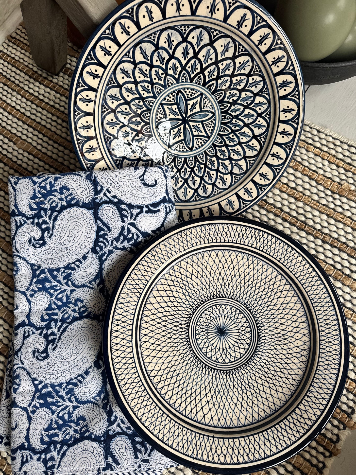 Dug bomuld navy blå Paisley mønster