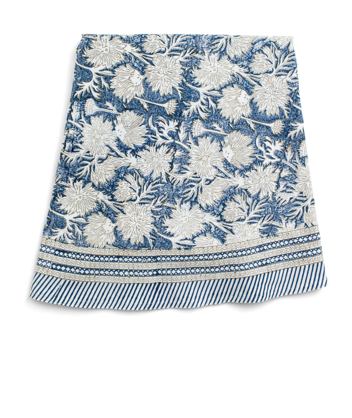 Dug navy blå/hvid/brun åkande mønster