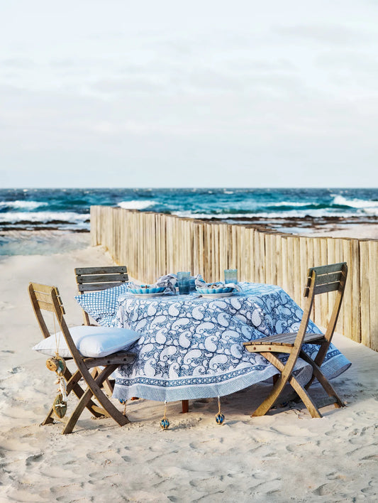 Dug bomuld navy blå Paisley mønster