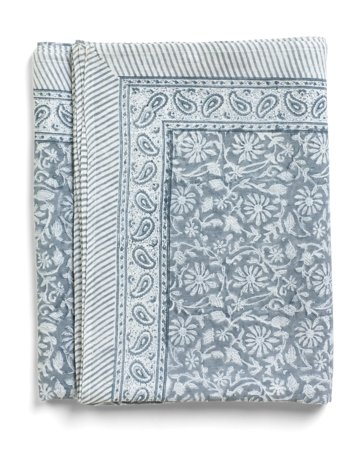 Hør dug lys blågrå blomster mønster