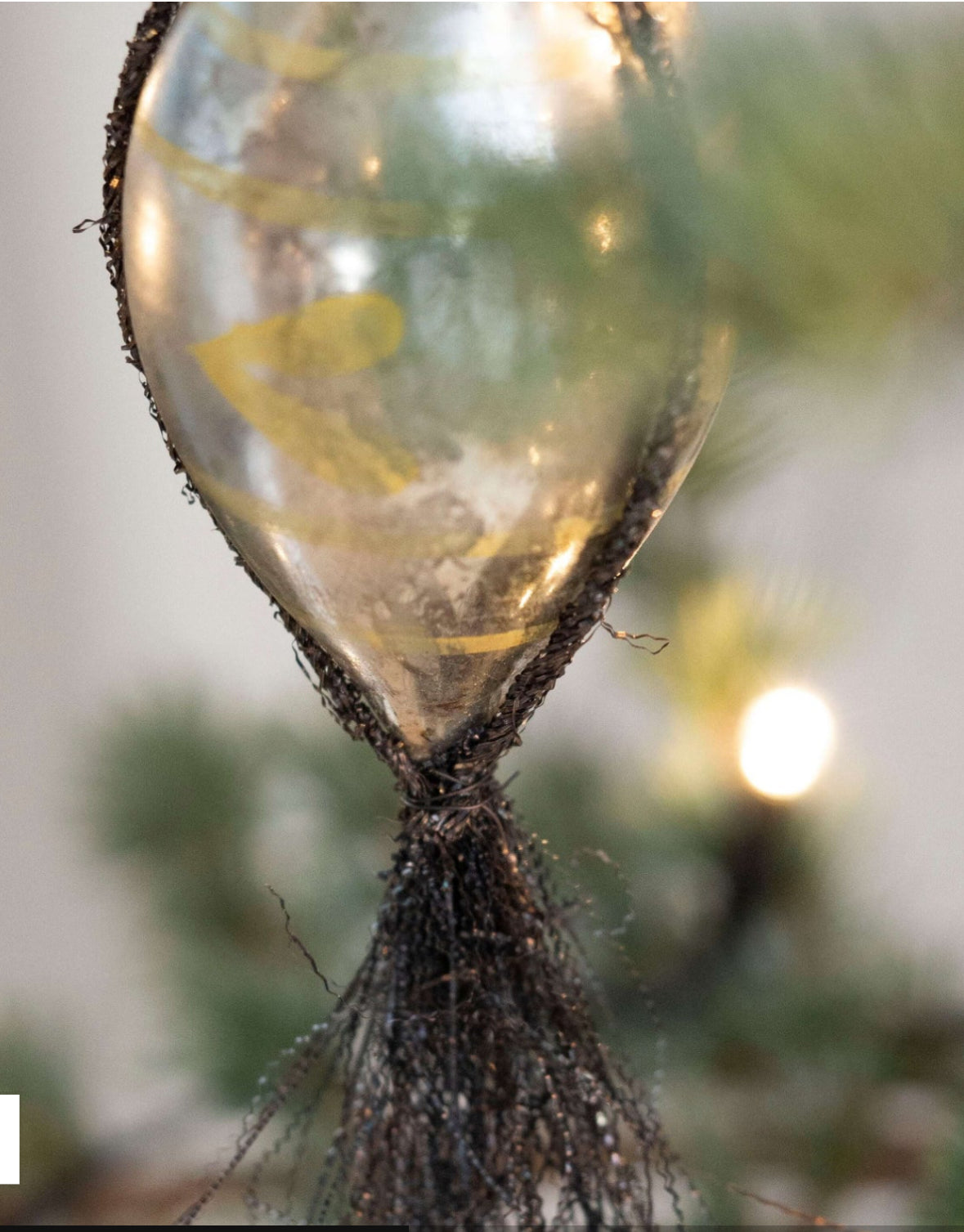 Glas dråbe m/tinsel