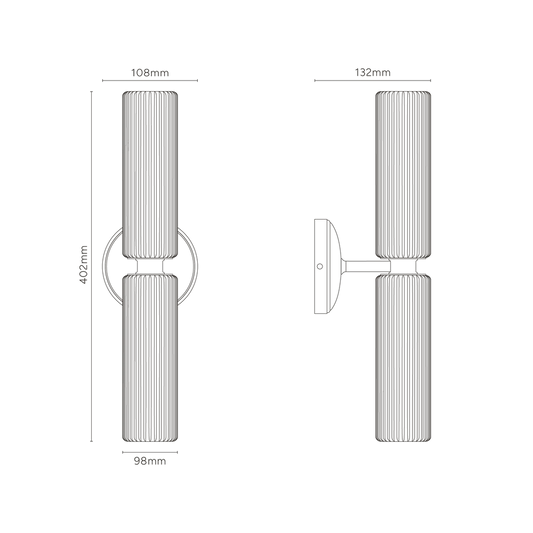 Messing væglampe med dobbeltglas