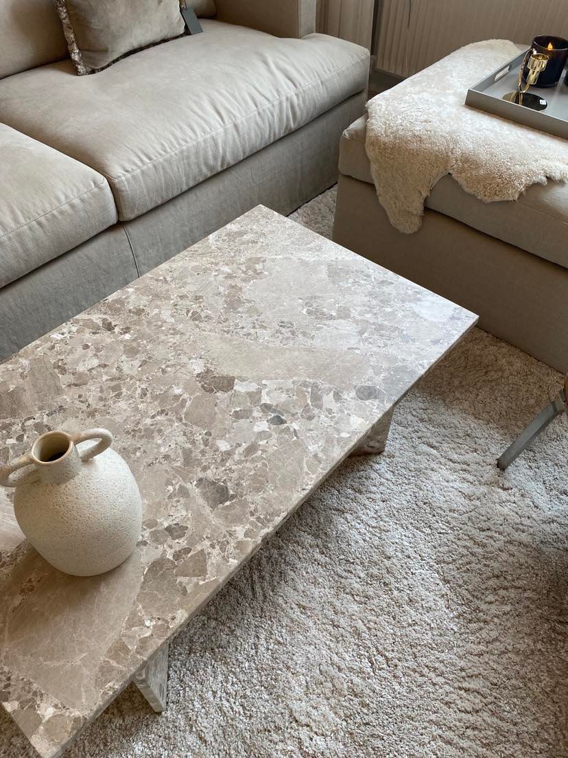 Marmor sofabord Beige toner Wabi Sabi Nordic
