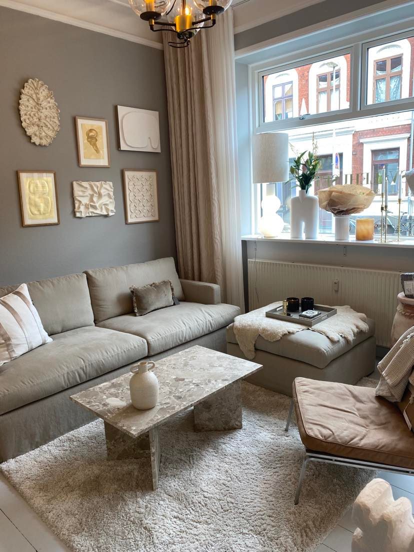 Marmor sofabord Beige toner Wabi Sabi Nordic