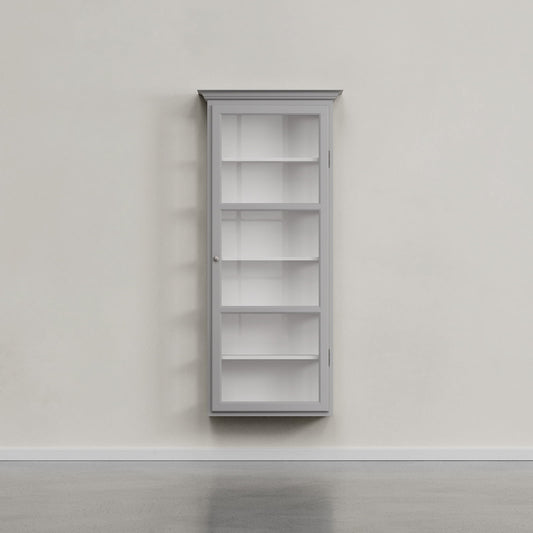 Hænge Vitrineskab lys grå Væghængt vitrine fra Lindebjerg Design