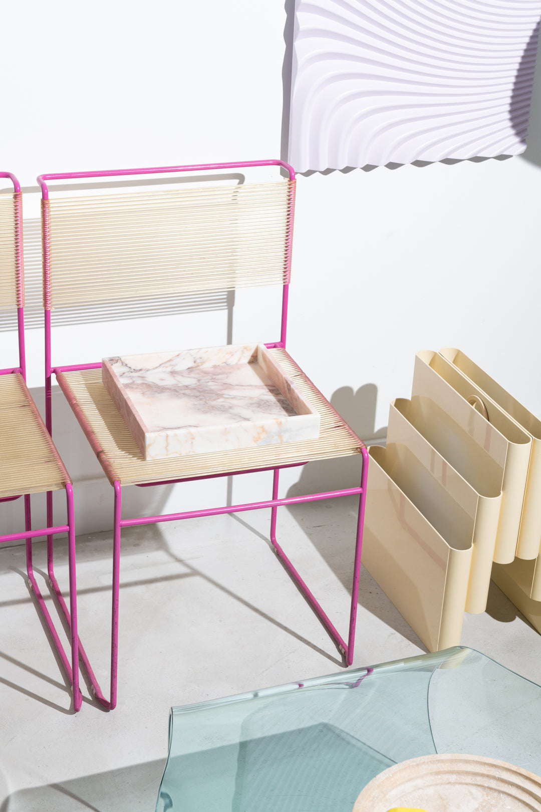 Lyserød marmor firkant bakke fra Stoned