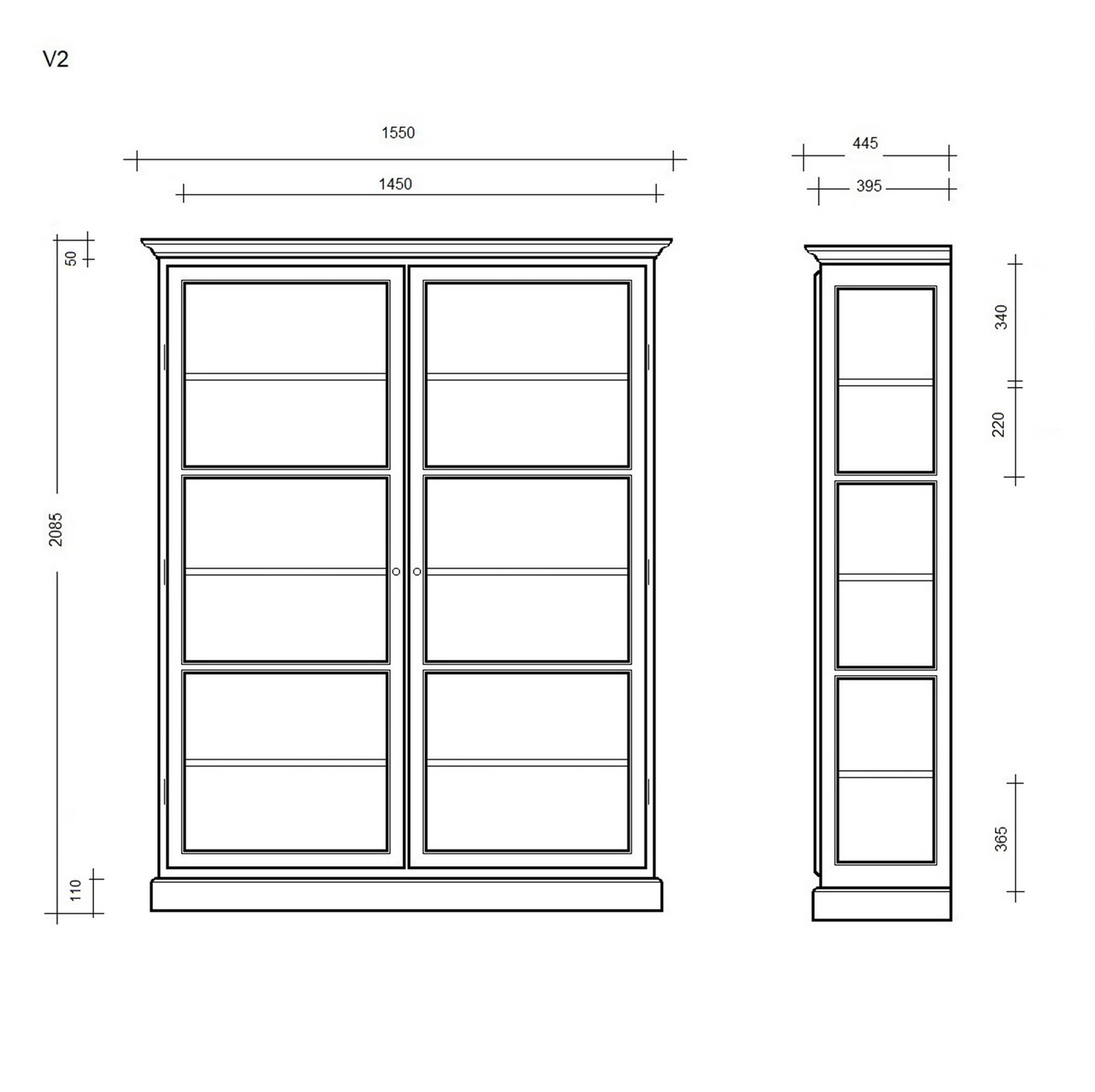 Vitrineskab i sort, dobbelt fra Lindebjerg Design