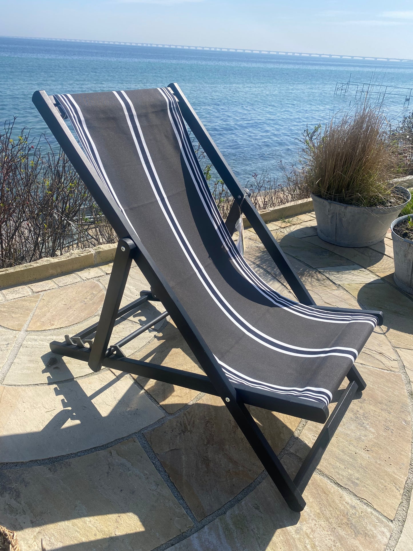 Havestol - Strandstol - Solstol / teak træ malet sort