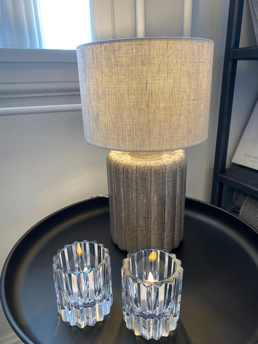 Bordlampe Odessa Mat hvid + Taupe crack