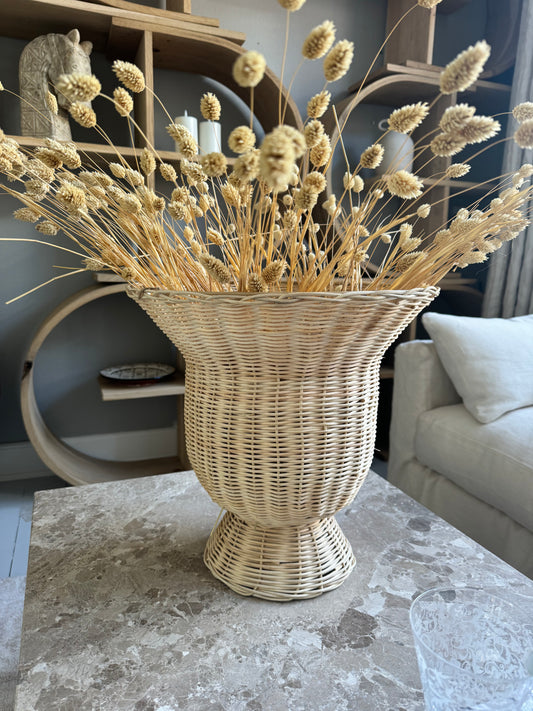 Rattan flet vase stor