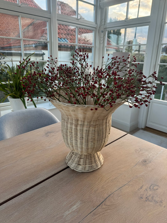 Rattan flet vase stor