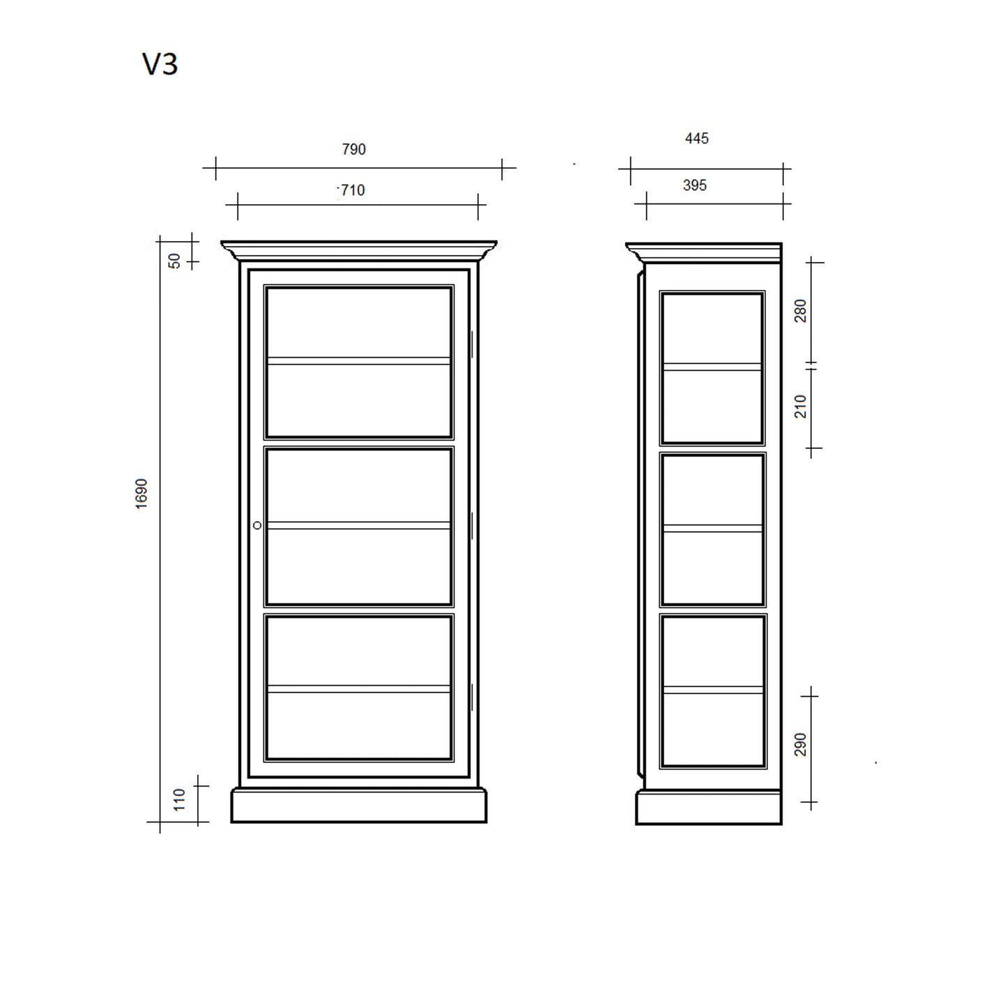 Vitrineskab i sort fra Lindebjerg Design