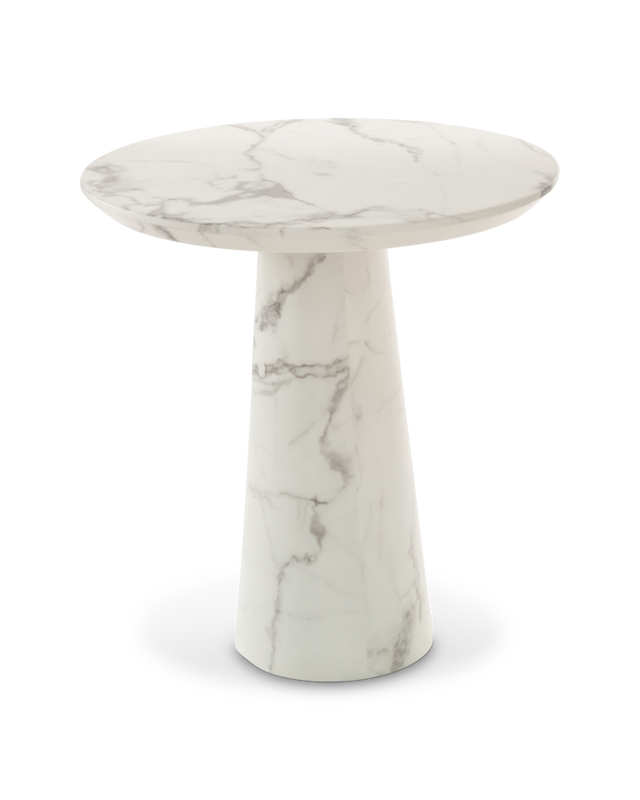 Table disc marble look like white marble fra Polspotten