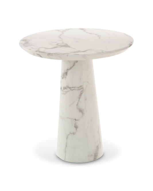 Table disc marble look like white marble fra Polspotten